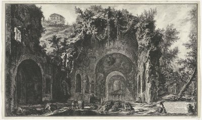 Nymphaeum van Egeria ved Roma Utsikt over kilden og hulene i Egypt utenfor Porta Capena eller di S. Seb.n (...) (tittel på objekt) Gezichten op Roma (serietittel) Utsikt over Roma designet og gravert av Giambattista Piranesi-arkitekten Ve (nez) ian av Giovanni-Battista Piranesi