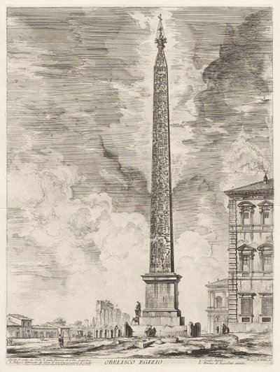 Egyptisk obelisk. Denne ble reist av pave Sixtus V på Piazza di S. Gio. Laterano, fra Vedute di Roma (Utsikter over Roma) av Giovanni Battista Piranesi