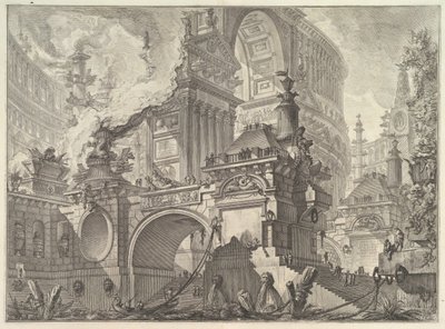 Teil eines großen prächtigen Hafens, der den alten Römern gewidmet ist, wo man das Innere..., ca. 1749-50 von Giovanni Battista Piranesi