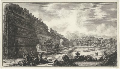Pecile in de Villa Adriana t og Tivoli Utsikt over restene av Castro Pretorio i Villa Adriana i Tivoli (tittel på objekt) Gezichten op Roma (serietittel) Utsikt over Roma designet og gravert av Giambattista Piranesi-arkitekten Ve (nez) iano (serietittel av Giovanni Battista Piranesi