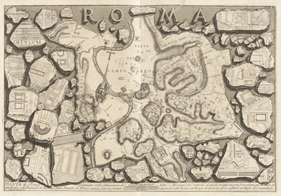 Plan av Roma tegnet med situasjonen for alle de gamle monumentene av Giovanni-Battista Piranesi