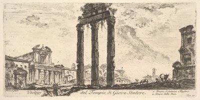 Plate 10: Ruinene av Temple of Jupiter Stator Jupiter the Supporter. 1. Tempel av ..., ca. 1748. av Giovanni Battista Piranesi