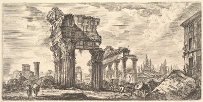 Plate 7: Temple of Jupiter Tonans Jupiter the Thunderer. 1. Temple of Concord. Temp..., ca. 1748. av Giovanni Battista Piranesi