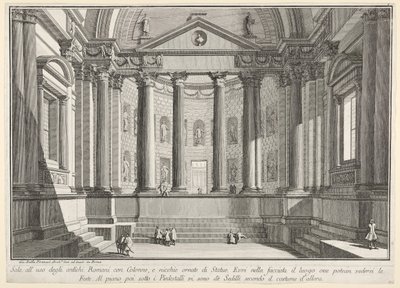 Plate 9: Søylehall etter skikken til de gamle romerne, og nisjer pryder..., 1743. av Giovanni Battista Piranesi