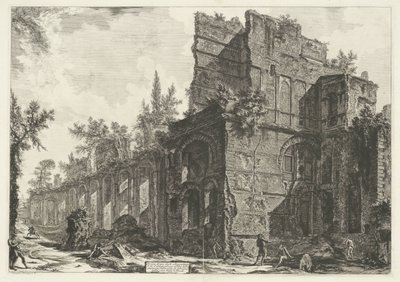 Praetorium i de Villa Adriana t og Tivoli Ruinene av et av Soldatis kvartaler på en av Hadrians eminente fabrikker i hans Villa i Tivoli (tittel på objekt) Gezichten op Roma (serietittel) Utsikt over Roma tegnet og gravert av Gia av Giovanni Battista Piranesi
