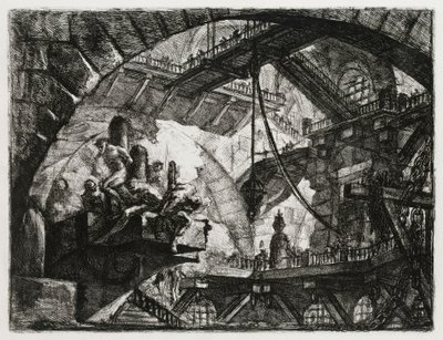 Fanger på en utstikkende plattform av Giovanni Battista Piranesi