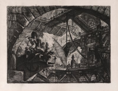 Prisoners on a Projecting Platform, plate 10 fra Carceri d av Giovanni Battista Piranesi
