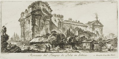 Utsikt bakfra av Pola-tempelet i Istria. 1. Sett bakfra av et annet tempel, plate 22 fra noen utsikter over triumfbuer og andre monumenter av Giovanni Battista Piranesi