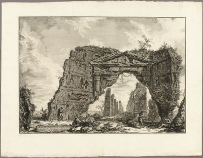 Rester av en overbygd portiko, eller en kryptoportikus, i en villa i Domitian, fem mil utenfor Roma på Frascati-veien, fra utsikt over Roma av Giovanni Battista Piranesi