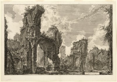 Ruinene av Xystus [en lang åpen portiko brukt til atletiske øvelser], den sentrale hallen til Antonine Baths [The Baths of Caracalla], fra utsikt over Roma av Giovanni-Battista Piranesi
