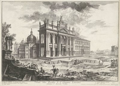 Sint-Jan van Lateranen te Roma Utsikt over basilikaen S. Giovanni Laterano (tittel på objekt) Gezichten op Roma (serietittel) Utsikt over Roma designet og gravert av Giambattista Piranesi-arkitekten Ve (nez) iano (serietittel) av Giovanni Battista Piranesi