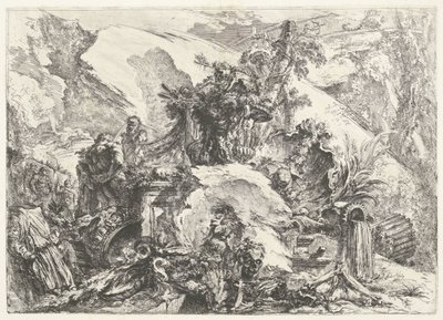 Skjeletter og skulpturer Capricci decorativi (tidligere serietittel) Grotteschi (serietittel) av Giovanni Battista Piranesi