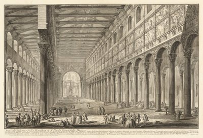 Interiør av basilikaen San Paolo fuori le Mura av Giovanni Battista Piranesi