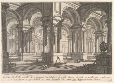Trapper utsmykket av storslått arkitektur. . . Gruppo di Scale ornato di magnif..., ca. 1750 av Giovanni Battista Piranesi