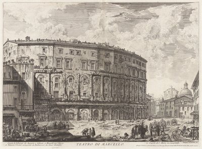 Marcellus teater. Denne bygningen ble bygget av Augustus, og dedikert til hans nevø Marcellus), fra Vedute di Roma (Utsikt over Roma) av Giovanni Battista Piranesi