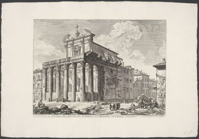 Tempel van Antoninus en Faustina te Roma Utsikt over tempelet til Antoninus og Faustina i Campo Vaccino (tittel på objekt) Gezichten op Roma (serietittel) Utsikt over Roma designet og gravert av Giambattista Piranesi-arkitekten Ve (nez) iano (serietittel) av Giovanni Battista Piranesi