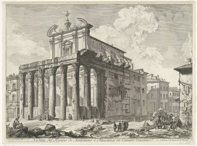 Tempel van Antoninus en Faustina te Roma Utsikt over tempelet til Antoninus og Faustina i Campo Vaccino (tittel på objekt) Gezichten op Roma (serietittel) Utsikt over Roma designet og gravert av Giambattista Piranesi-arkitekten Ve (nez) iano (serietittel) av Giovanni Battista Piranesi