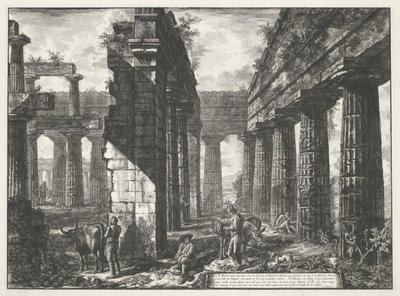Neptun-tempelet i Paestum Ulik utsikt over restene av tre store bygninger som fortsatt står ved Paestum (serietittel) Différentes vues de quelques restes de trois grands édifices qui subsistent encore dans l