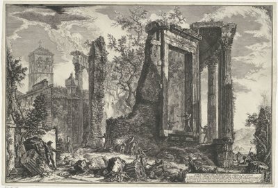 Tempel der Vesta und der Tempel der Tiburtinischen Sibylle in Tivoli von Giovanni-Battista Piranesi