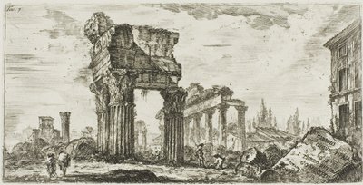 Tempel des Jupiter Tonans [Jupiter der Donnerer]. 1. Tempel der Concordia, Platte 7 aus Einige Ansichten von Triumphbögen und anderen Denkmälern von Giovanni-Battista Piranesi