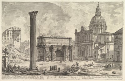 Septimius Severus-buen, med S. Martina-kirken til høyre (Arco di Settimio Severo), fra «Vedute di Roma» av Giovanni Battista Piranesi