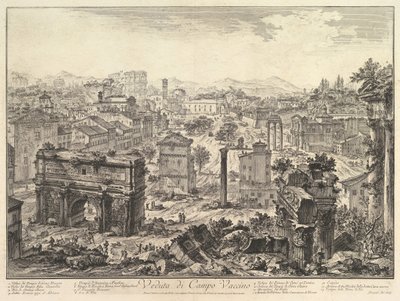 Forum Romanum, eller Campo Vaccino, fra Capitol, med Septimiusbuen i t..., ca. 1775. av Giovanni Battista Piranesi