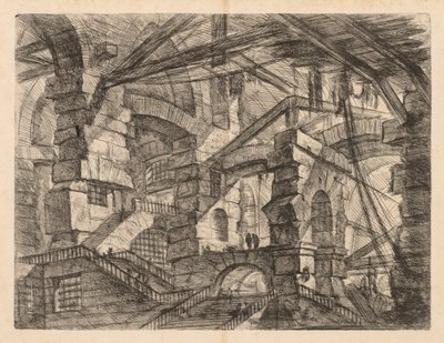 The Prisons: A Perspective of Colonnades with Zig-Zag Staircase av Giovanni-Battista Piranesi