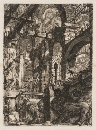 The Prisons: A Perspective of Roman Arches, with Two Lions Carved in Relief..., 1745-50. av Giovanni Battista Piranesi