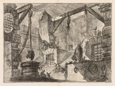 The Prisons: Colonnaded Interiør med en bred trapp av Giovanni Battista Piranesi