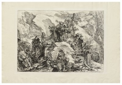 Skjelettene, ca. 1748 (etsing med gravering, tørrpunkt og polering på kremfarget papir) av Giovanni Battista Piranesi
