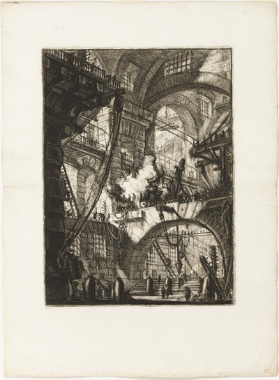 The Smoking Fire, plate 6 fra Imaginary Prisons av Giovanni Battista Piranesi