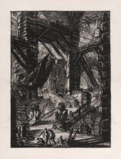 The Staircase with Trophies, plate 8 fra Carceri d av Giovanni Battista Piranesi