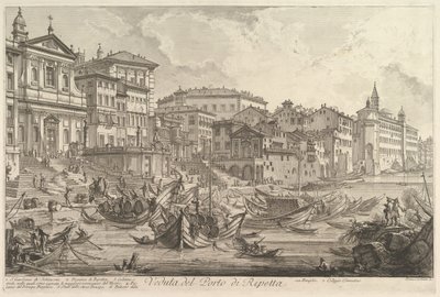 Den mindre havnen, kalt Porto di Ripetta Utsikt over havnen i Ripetta, ca. 1753. av Giovanni Battista Piranesi
