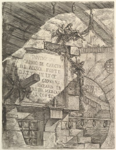 Tittelside, fra Carceri dinvenzione Imaginary Prisons, ca. 1749-50. av Giovanni Battista Piranesi