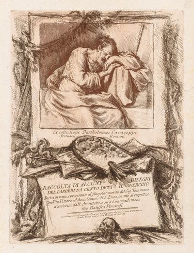 Tittelside for samling av noen tegninger av Barberi fra Cento Ietto il Gerucino, 1764. av Giovanni Battista Piranesi