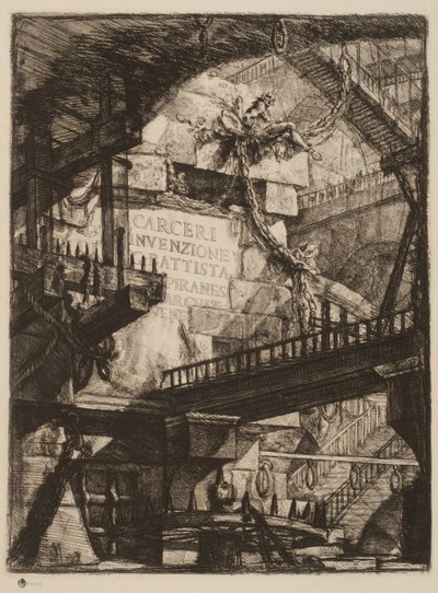 Tittelplate, plate I fra Imaginary Prisons, ca. 1750 (radering på papir) av Giovanni Battista Piranesi