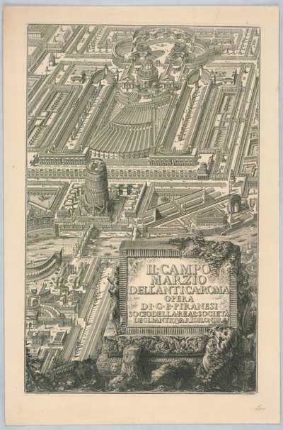 Tittelside, "The Campo Marzio of Ancient Roma," fra del 20 av "The Complete Works of Giovanni Battista Piranesi" av Giovanni Battista Piranesi