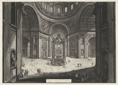 Transept van de Sint-Pietersbasiliek te Vaticaanstad Innvendig visning av Peterskirken i Vatikanet nær Tribuna (tittel på objekt) Gezichten op Roma (serietittel) Utsikt over Roma designet og gravert av Giambattista Piranesi-arkitekten Ve ( av Giovanni Battista Piranesi