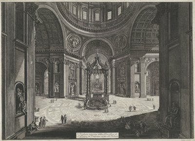 Transept van de Sint-Pietersbasiliek te Vaticaanstad Innvendig visning av Peterskirken i Vatikanet nær Tribuna (tittel på objekt) Gezichten op Roma (serietittel) Utsikt over Roma designet og gravert av Giambattista Piranesi-arkitekten Ve ( av Giovanni Battista Piranesi