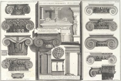 Ulike romerske ioniske hovedsteder sammenlignet med greske eksempler ..., midten av 1700-tallet. av Giovanni Battista Piranesi