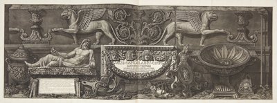 "Vaser, lysestaker, sisterne, sarkofager...", tittelside til vol. Jeg av Giovanni Battista Piranesi