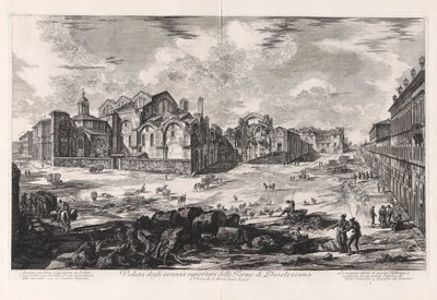 Utsikt over de øvre ruinene av Diokletians bad [fjern utsikt som viser kirken Santa Maria degli Angeli]), fra Vedute di Roma (Utsikt over Roma) av Giovanni Battista Piranesi