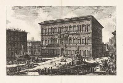 Utsikt over Palazzo Farnese (Utsikt over Palazzo Farnese), fra Vedute di Roma (Utsikt over Roma) av Giovanni Battista Piranesi