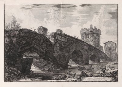Utsikt over Lugano-broen på l av Giovanni-Battista Piranesi