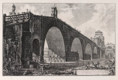 Utsikt over Milvian Bridge Over Tiber Two Miles utenfor Roma, fra Vedute di Roma (Utsikt over Roma) av Giovanni-Battista Piranesi