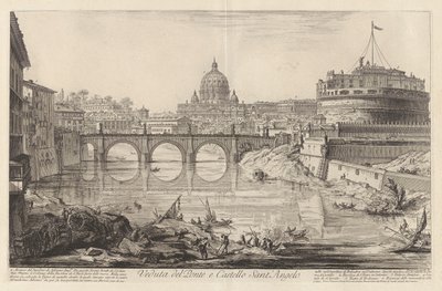 Utsikt over broen og slottet Sant av Giovanni-Battista Piranesi
