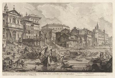Veduta del Porto di Ripetta (Utsikt over havnen i Ripetta), fra Vedute di Roma (Utsikt over Roma) av Giovanni Battista Piranesi