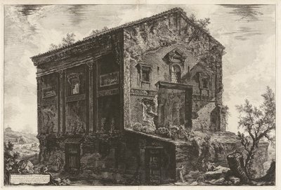 Utsikt over Camene-tempelet i eldgamle tider omgitt av en skog i Egeria-dalen av Giovanni-Battista Piranesi