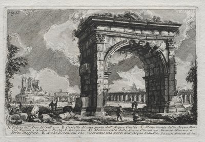Utsikt over Gallienus-buen. av Giovanni Battista Piranesi