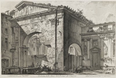 Utsikt over atriet i Octavias portiko (Octavias portiko: inngangsportalen, eksteriør) av Giovanni Battista Piranesi